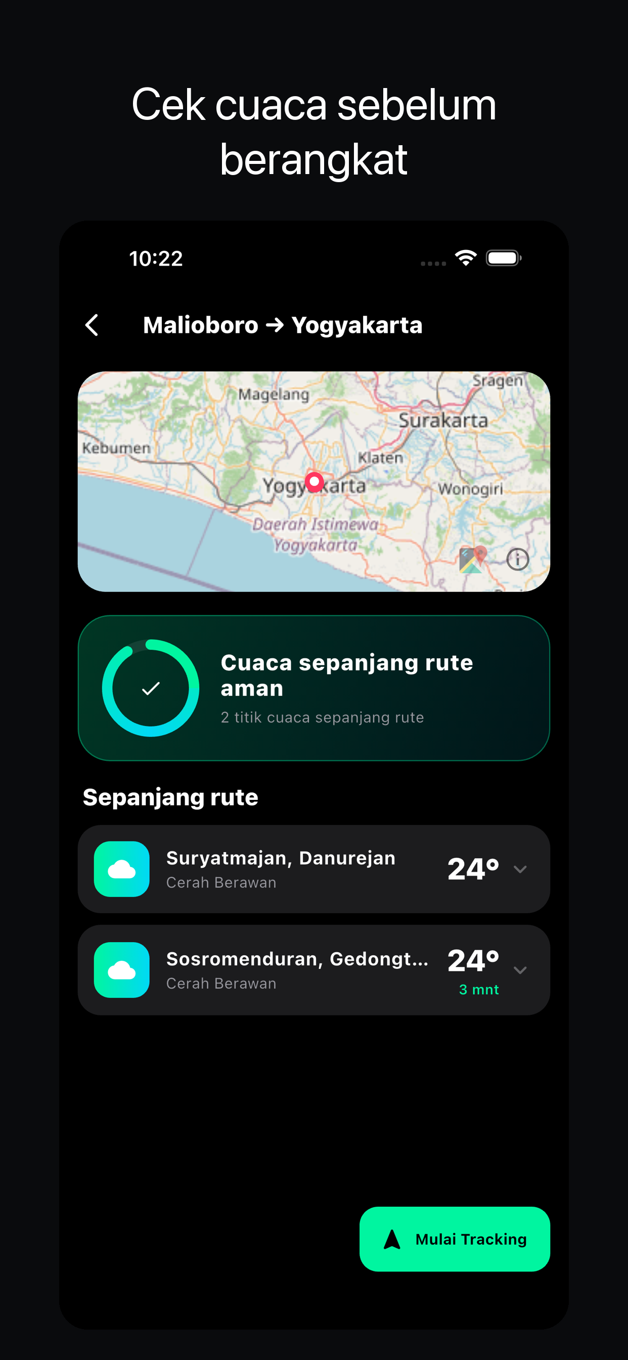 Cuaca sepanjang rute